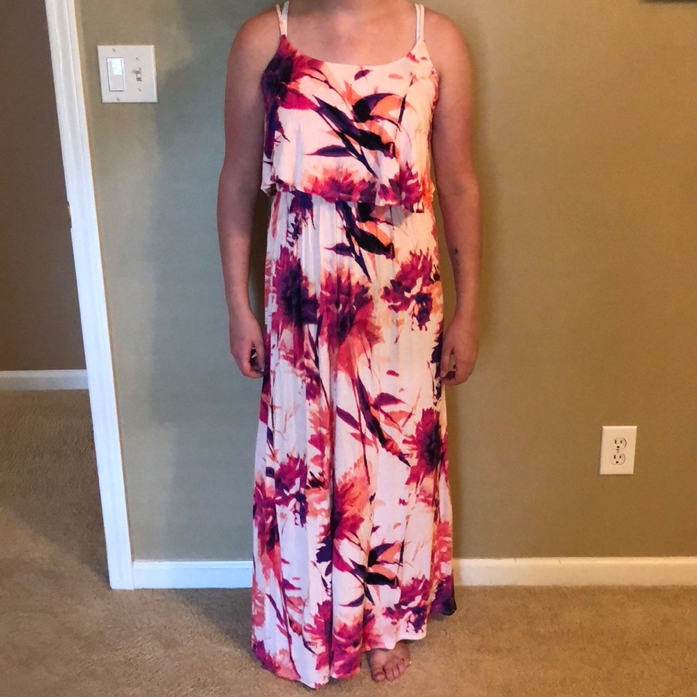 Pink Floral Maxi Dress
